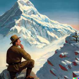 someone gazing at Mount Everest, painting by Gil Elvgren generated by DALL·E 2